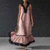 Summer New Elegant Ruffled Contrast-Color Tank Maxi Dress