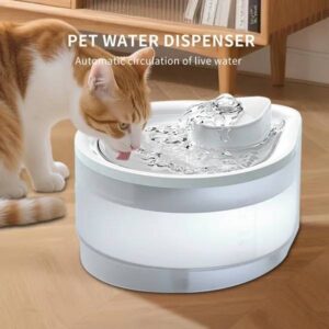 Quiet Circulating Pet Water Fountain, USB-Powered 2500ML Dispenser With Night Light & Visible Scale, White