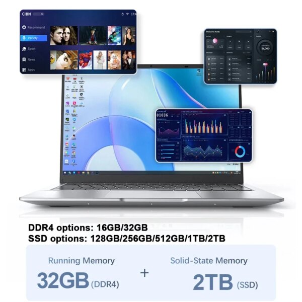 2026 New 14.1 Inch FHD Ultra Slim Laptop Intel Core i9-9900 Processor Windows 11 16GB 32GB Portable Business Office Noteboo Smart Laptops Smart Shop