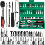 46Pcs Family Tools 1/4 Set Mechanic Tool Kits for Auto Repair Hous with Sockets Metric Hex Bit Socket Set inch Ratchet Wrench Uncategorized