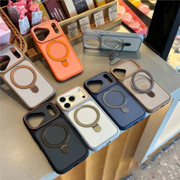 Shockproof Bumper Matte Kickstand Holder Case for iPhone 17 Air 16 14 15 Plus 13 12 11 Pro Max For Magsafe Magnetic Armor Cover Phone Accessories Smart Shop