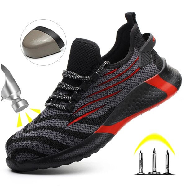 Men Work Safety Shoes Anti-puncture Protective Shoes Men Indestructible Work Shoes Men Boots Lightweight Breathable Safety Boots Fashion Smart Shop