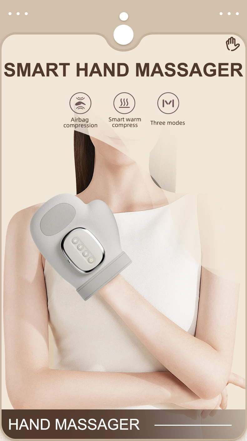 Hand Massager with Airbag Compression Finger Wrist Palm Massage Machine Vibration Glove for Hand Muscle Relax Gift for Men Women