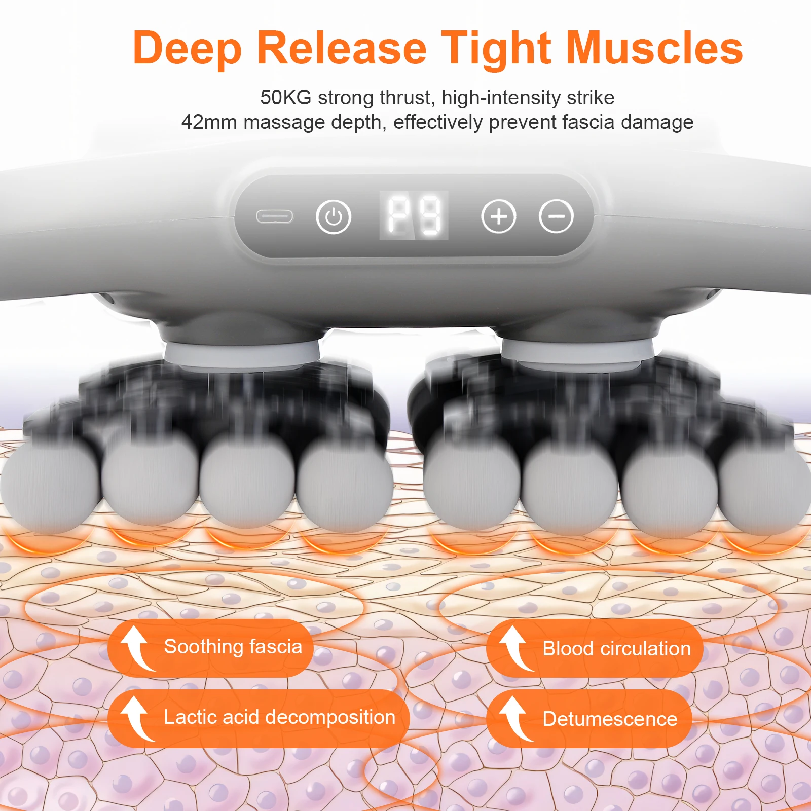 42 Heads Fascia Gun High-frequency Vibration Deep Massage Device for Shoulder Waist Back Leg Body Muscle Relaxation 42 Heads Fascia Gun High-frequency Vibration Deep Massage Device for Shoulder Waist Back Leg Body Muscle Relaxation