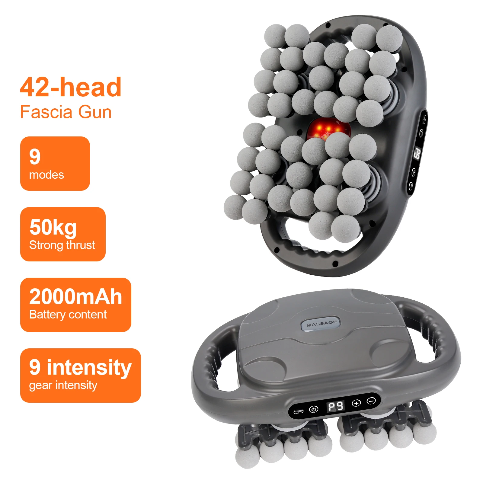 42 Heads Fascia Gun High-frequency Vibration Deep Massage Device for Shoulder Waist Back Leg Body Muscle Relaxation 42 Heads Fascia Gun High-frequency Vibration Deep Massage Device for Shoulder Waist Back Leg Body Muscle Relaxation