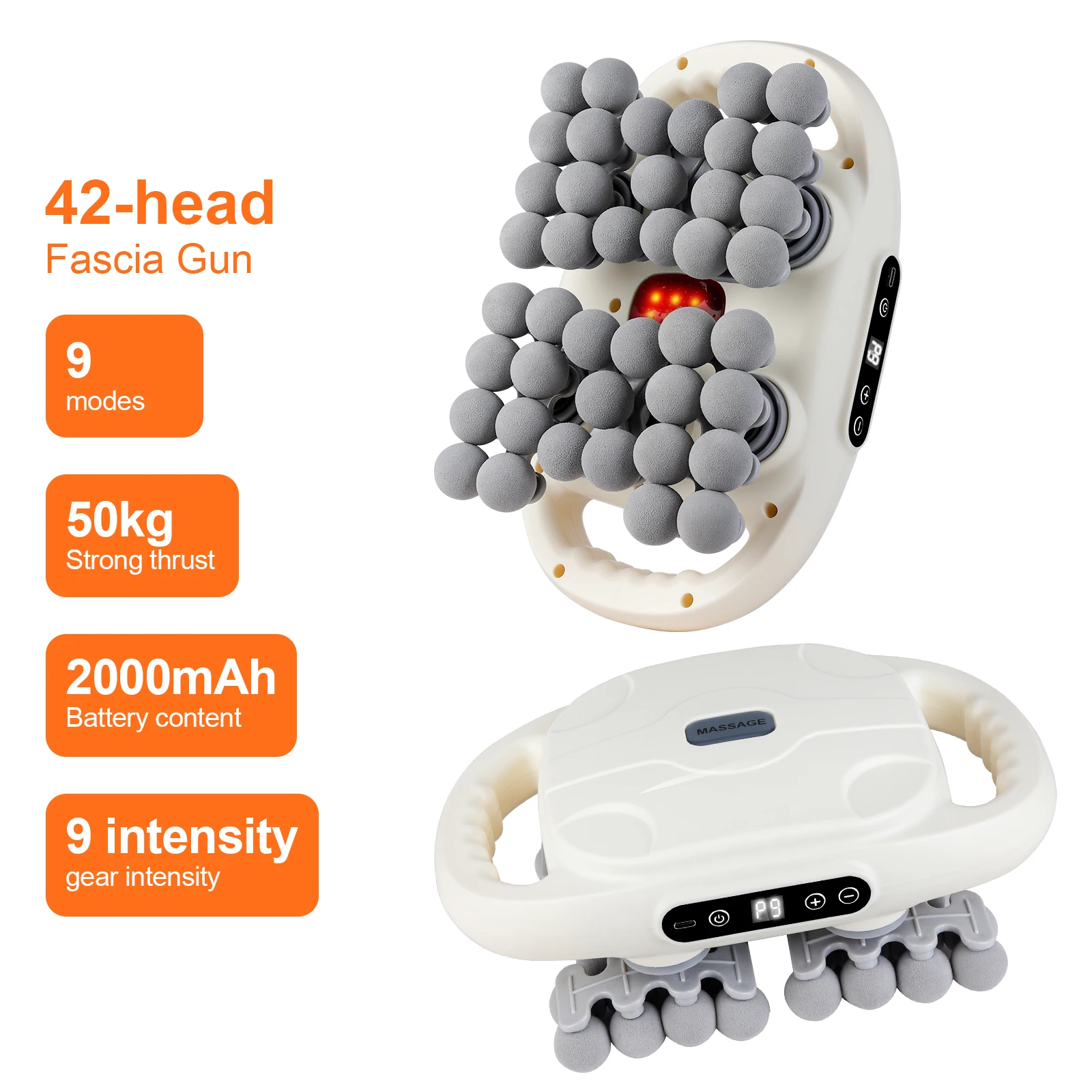 42 Heads Fascia Gun High-frequency Vibration Deep Massage Device for Shoulder Waist Back Leg Body Muscle Relaxation 42 Heads Fascia Gun High-frequency Vibration Deep Massage Device for Shoulder Waist Back Leg Body Muscle Relaxation