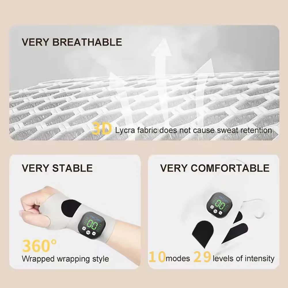 EMS Electric Cordless Hand Wrist Massager 10 Mode Vibration Massage Relieve Hand Muscle Fatigue USB Rechargeable Wrist Brace Wra EMS Electric Cordless Hand Wrist Massager 10 Mode Vibration Massage Relieve Hand Muscle Fatigue USB Rechargeable Wrist Brace Wra
