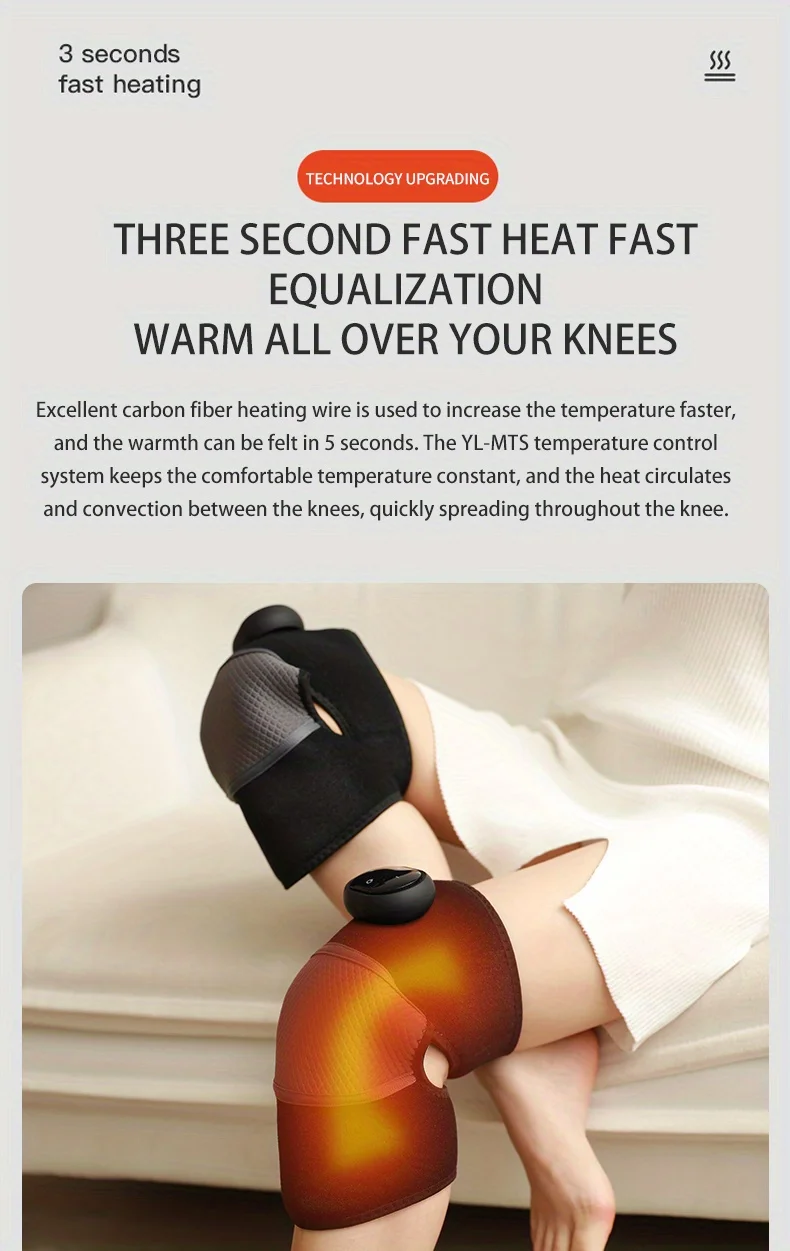Single-Leg and Double-Leg Heated Knee Massager, 3-in-1 Heated Knee, Elbow, and Shoulder Support Wrap, Vibrating Knee Heating Pad, 3 Adjustable Vibration and Heating Modes, Heating Pad for Knee, Elbow, Shoulder, and Leg Relaxation (Dual-Use Device)
