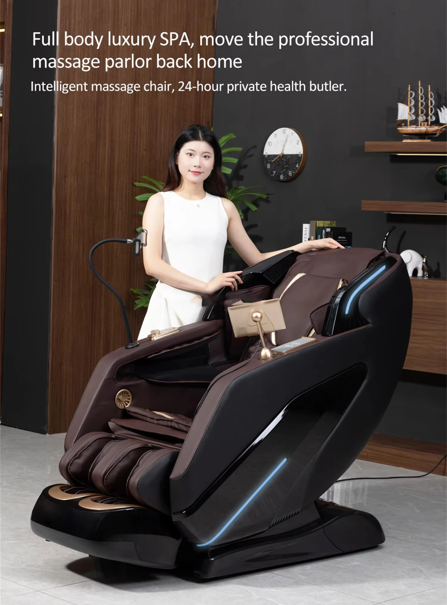 Massage Chair Full Body,2025 Zero Gravity SL-Track Shiatsu Massage Chairs Recliner AI Voice,Waist Calf Heating Phone Holder blac