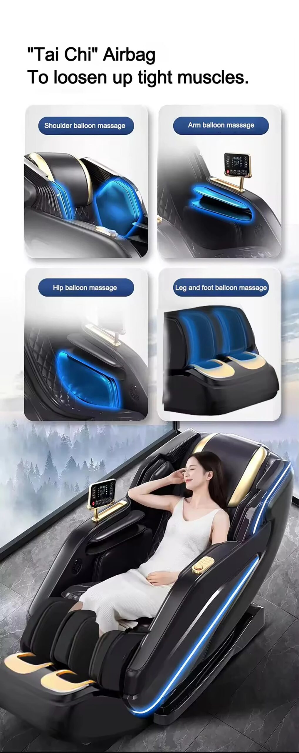 Massage Chair Full Body,2025 Zero Gravity SL-Track Shiatsu Massage Chairs Recliner AI Voice,Waist Calf Heating Phone Holder blac