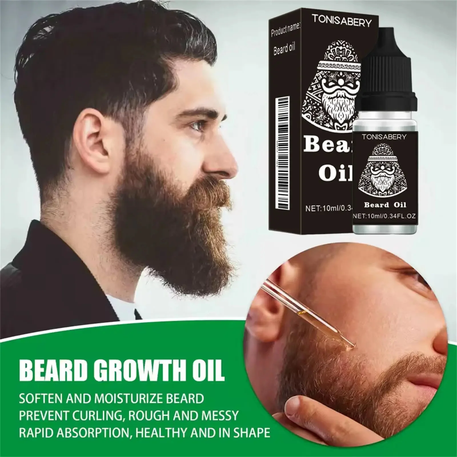 High Quality Fast Beard Growth Serum For Men Promote Beard Regrowth Thicker Longer Fuller Anti Hair Loss Essential Oil Hair Care