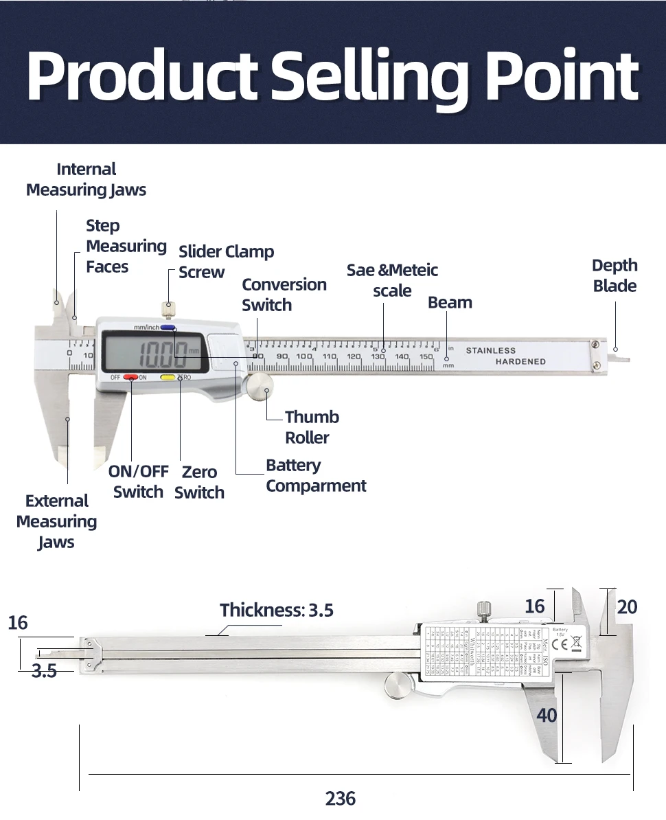 Metal Caliper Digital Pachometer Professional Vernier Caliber Measuring Tools Woodworking Thickness Gauge Depth Electronic Ruler Metal Caliper Digital Pachometer Professional Vernier Caliber Measuring Tools Woodworking Thickness Gauge Depth Electronic Ruler