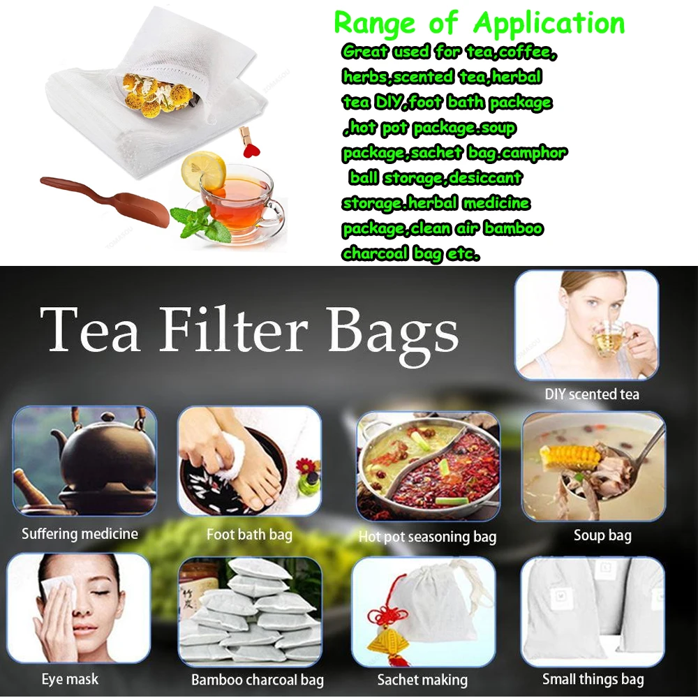 100-2000Pcs Disposable Tea bags Filter Scented Tea Bags with String Heal Seal Paper for Kitchen Loose Leaf Tea Coffee Spice Herb 100-2000Pcs Disposable Tea bags Filter Scented Tea Bags with String Heal Seal Paper for Kitchen Loose Leaf Tea Coffee Spice Herb