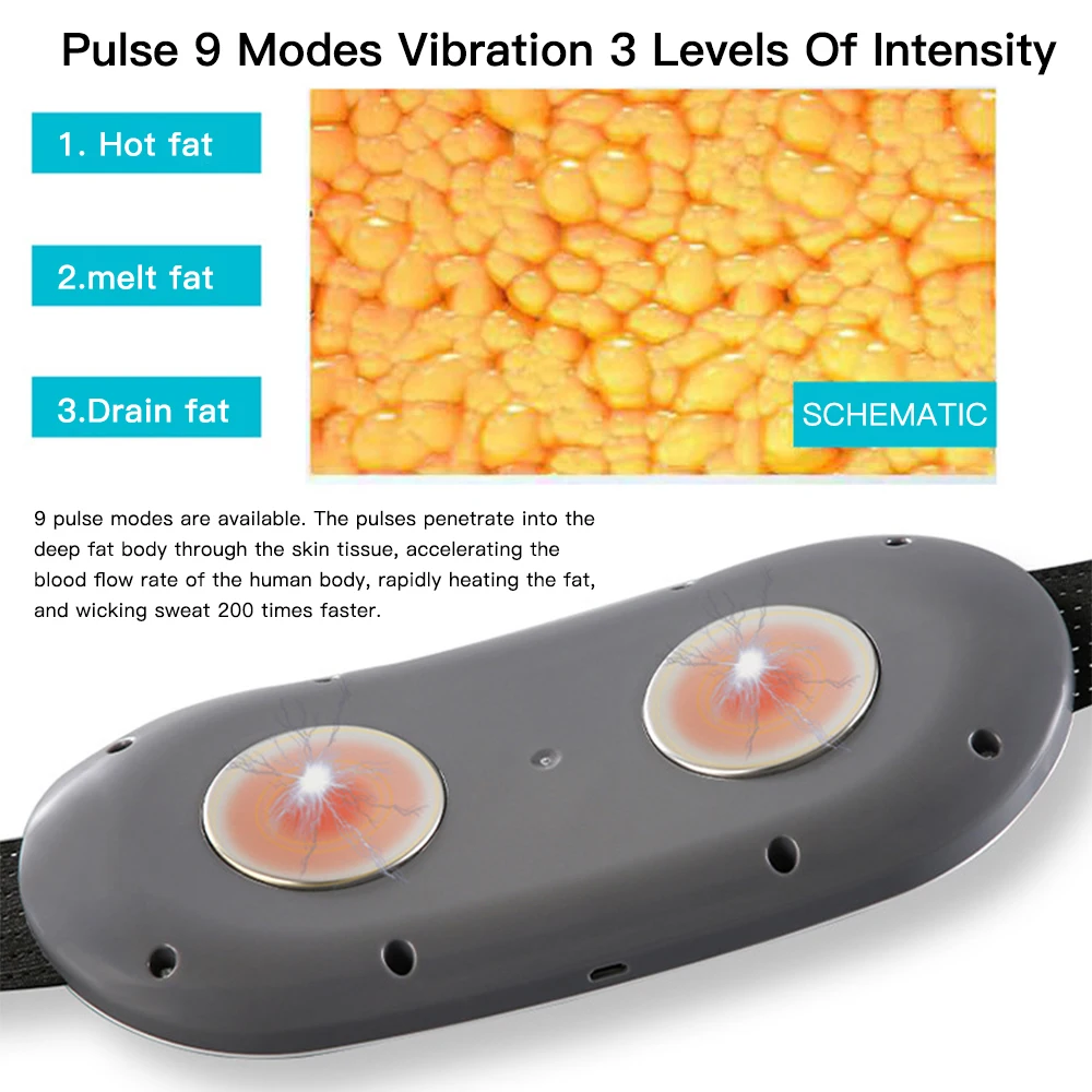 EMS Abdominal Slim Massager Electric Waist Trainer Fat Cellulite Burner Belt Vibration Muscle Massage Slimming Pulse Weight Loss