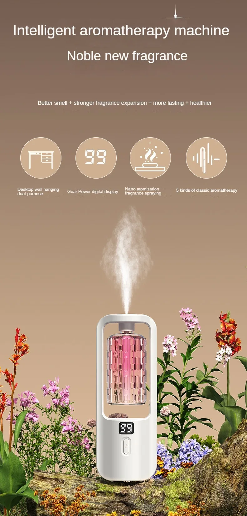 50ml Wall Mounted Aroma Diffuser Essential Oils Diffuser with Time Setting Air Purifying Fragrance Diffusing For Bedroom Toilet