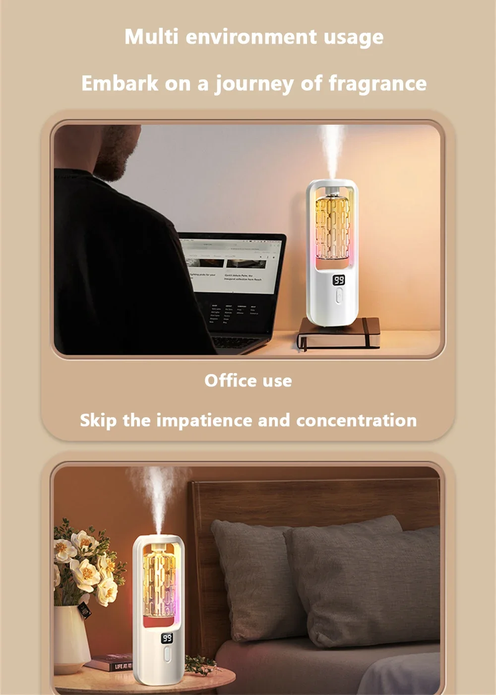 50ml Wall Mounted Aroma Diffuser Essential Oils Diffuser with Time Setting Air Purifying Fragrance Diffusing For Bedroom Toilet