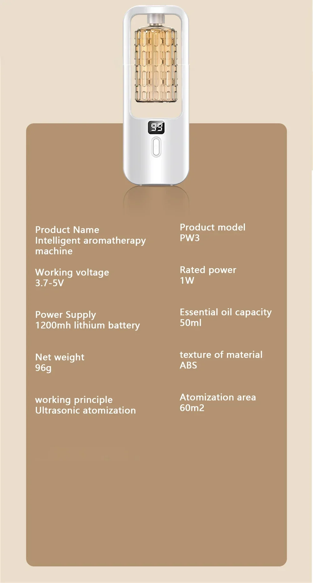 50ml Wall Mounted Aroma Diffuser Essential Oils Diffuser with Time Setting Air Purifying Fragrance Diffusing For Bedroom Toilet