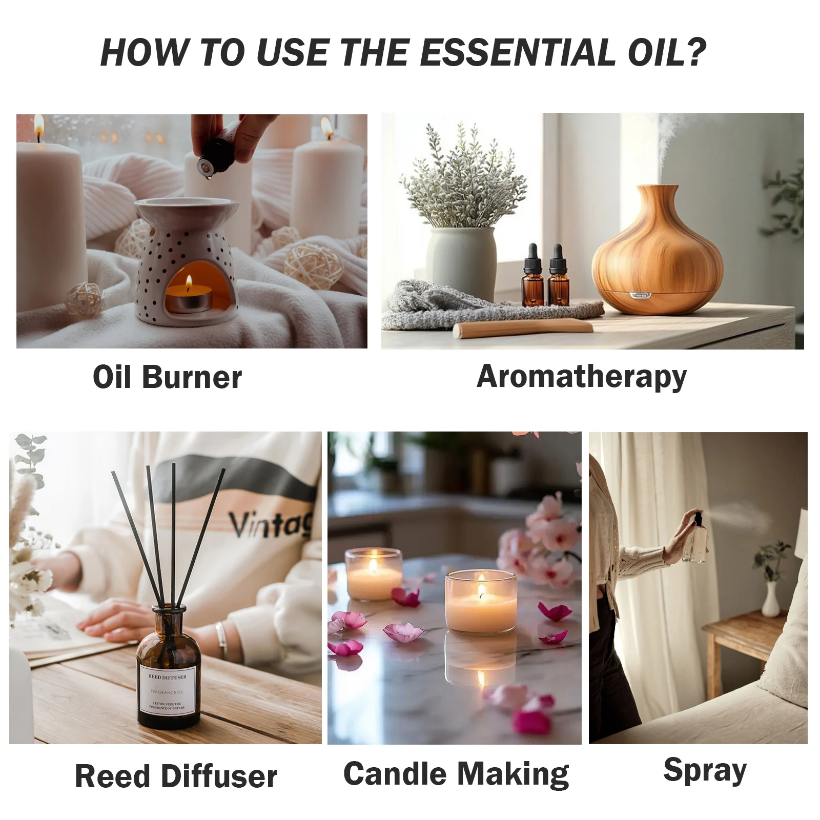 PHATOIL 100ml Eucalyptus Essential Oil For Skin Lavender Vanilla Jasmine Lemon Bergamot Aroma Oil for Aromatherapy Candle Making