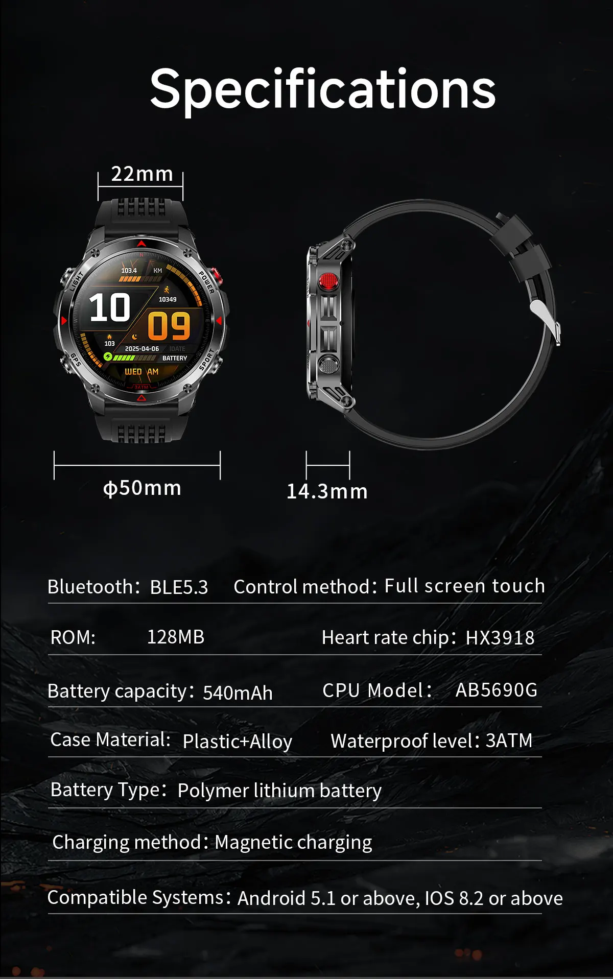 Forerunner 570 GPS Smart Watch 3ATM Waterproof AMOLED Screen MULTI-BAND GNSS Compass Altimeter Flashlight Sports Smartwatch Men
