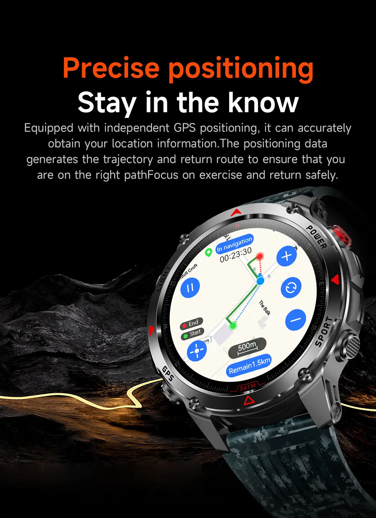 Forerunner 570 GPS Smart Watch 3ATM Waterproof AMOLED Screen MULTI-BAND GNSS Compass Altimeter Flashlight Sports Smartwatch Men