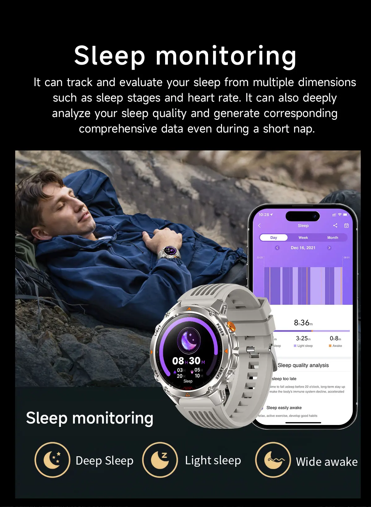 Forerunner 570 GPS Smart Watch 3ATM Waterproof AMOLED Screen MULTI-BAND GNSS Compass Altimeter Flashlight Sports Smartwatch Men