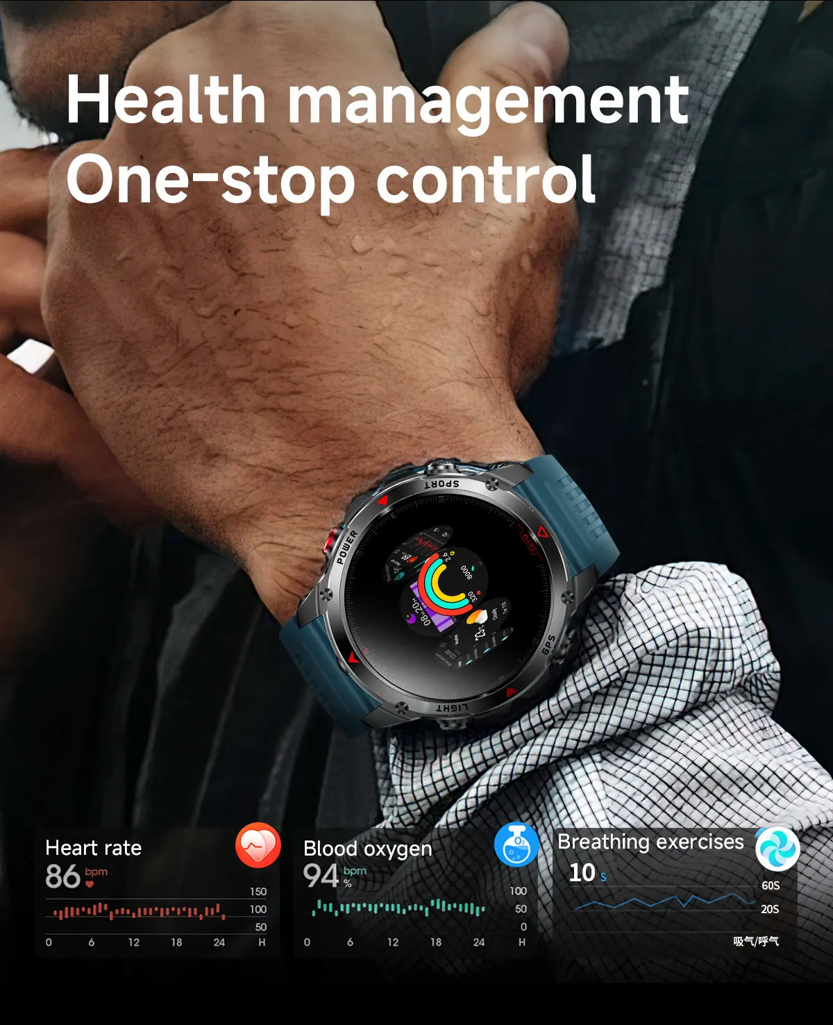 Forerunner 570 GPS Smart Watch 3ATM Waterproof AMOLED Screen MULTI-BAND GNSS Compass Altimeter Flashlight Sports Smartwatch Men