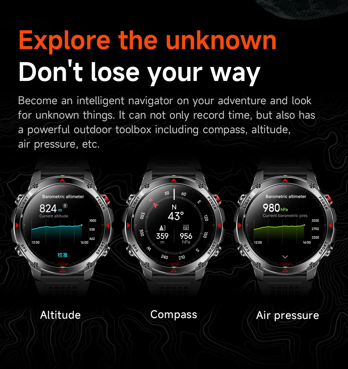 Forerunner 570 GPS Smart Watch 3ATM Waterproof AMOLED Screen MULTI-BAND GNSS Compass Altimeter Flashlight Sports Smartwatch Men