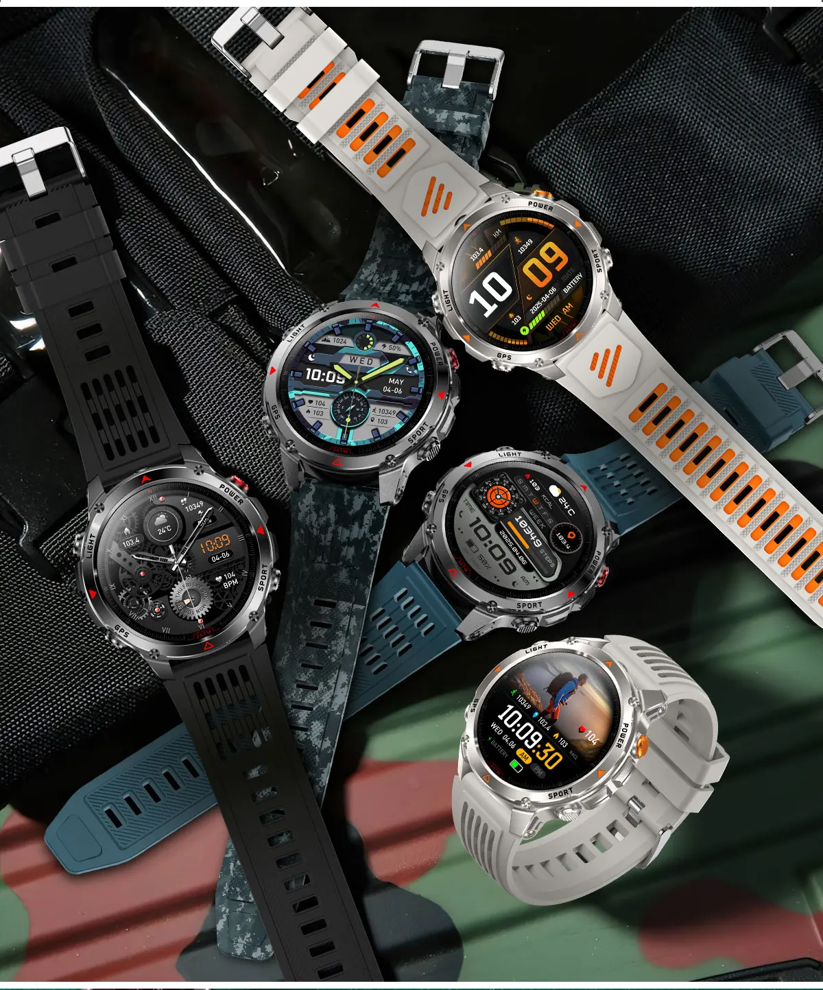 Forerunner 570 GPS Smart Watch 3ATM Waterproof AMOLED Screen MULTI-BAND GNSS Compass Altimeter Flashlight Sports Smartwatch Men