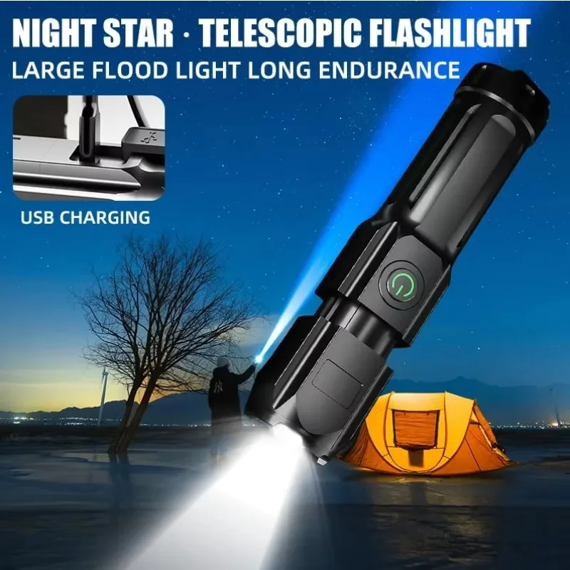 Strong Light Flashlight Outdoor Emergency Multi Functional USB Camping Light Lighting Flashlight Working Side Charging Strong Light Flashlight Outdoor Emergency Multi Functional USB Camping Light Lighting Flashlight Working Side Charging