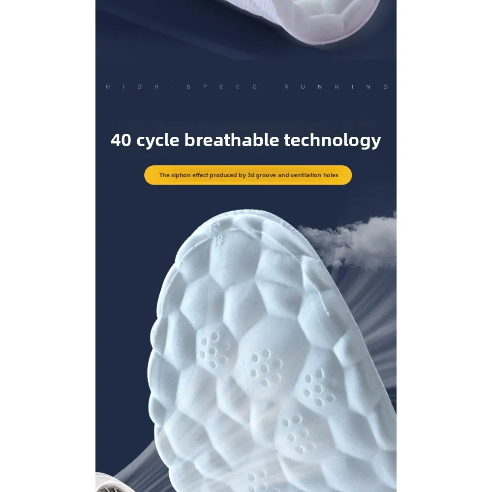 Thick Sports Insoles Both Men and Women Fully Padded with Anti Odor Sweat Absorbing Breathable High Elasticity for Long Standing