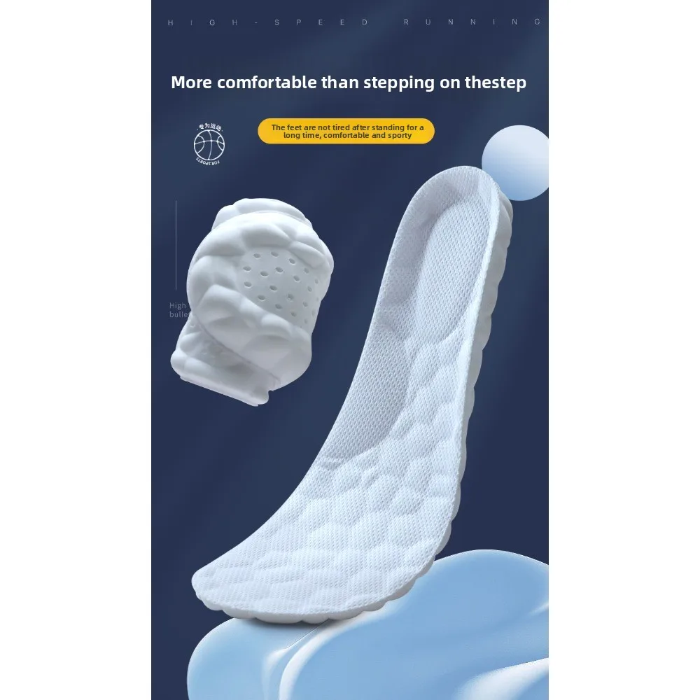 Thick Sports Insoles Both Men and Women Fully Padded with Anti Odor Sweat Absorbing Breathable High Elasticity for Long Standing