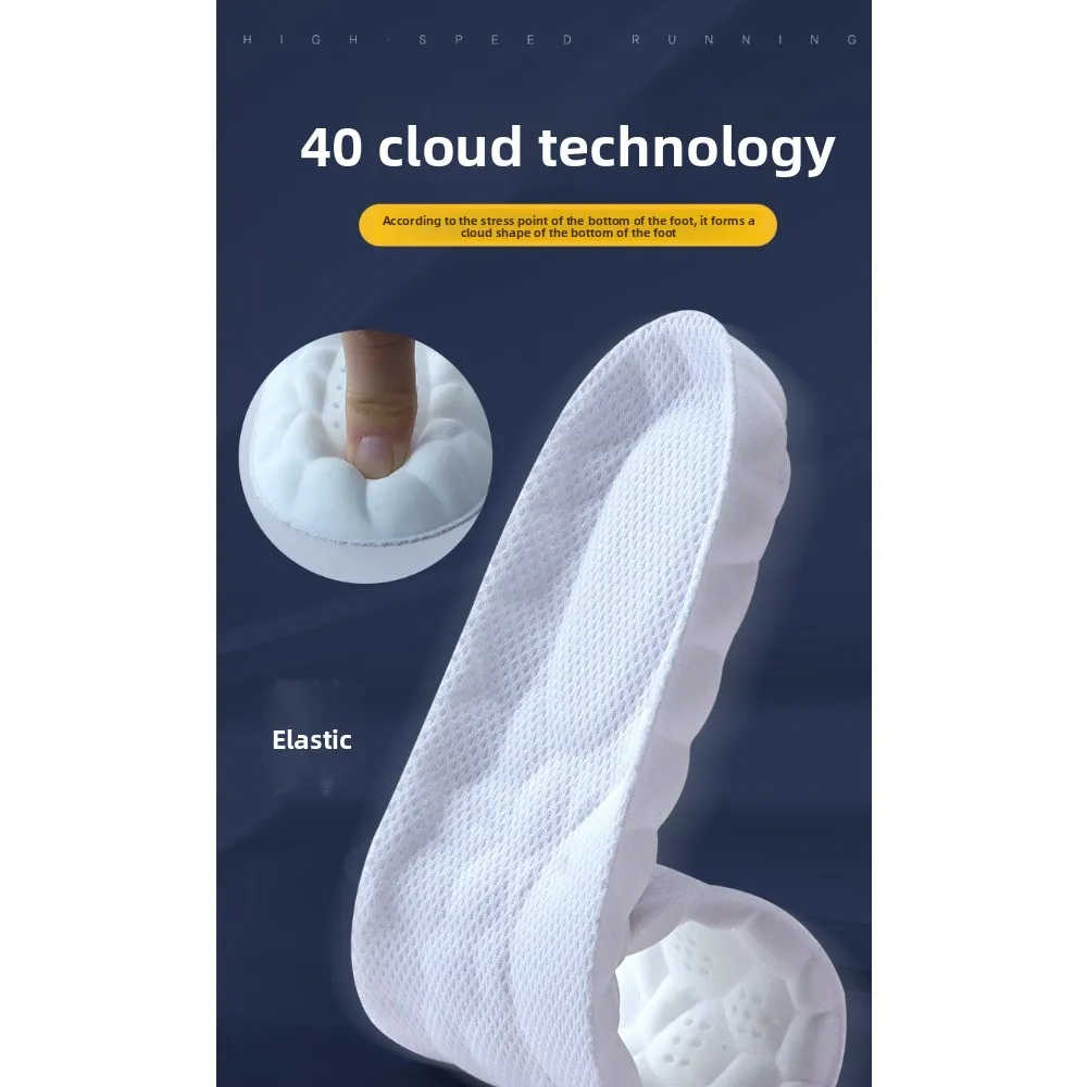 Thick Sports Insoles Both Men and Women Fully Padded with Anti Odor Sweat Absorbing Breathable High Elasticity for Long Standing