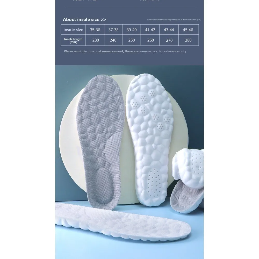Thick Sports Insoles Both Men and Women Fully Padded with Anti Odor Sweat Absorbing Breathable High Elasticity for Long Standing