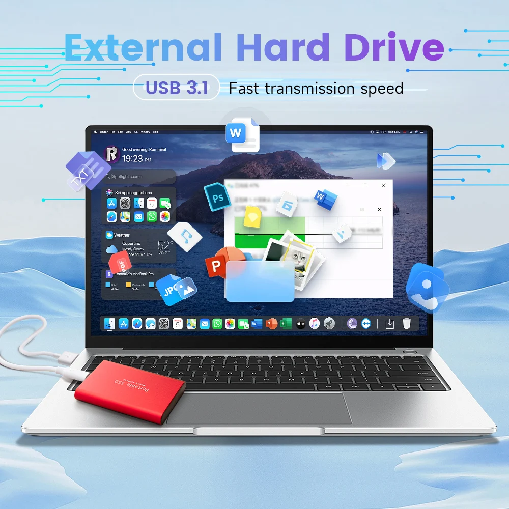 128TB USB3.1 Portable Solid State Drive External Hard Disk Type-C High Speed Data Backup Storage Device for Desktop PC