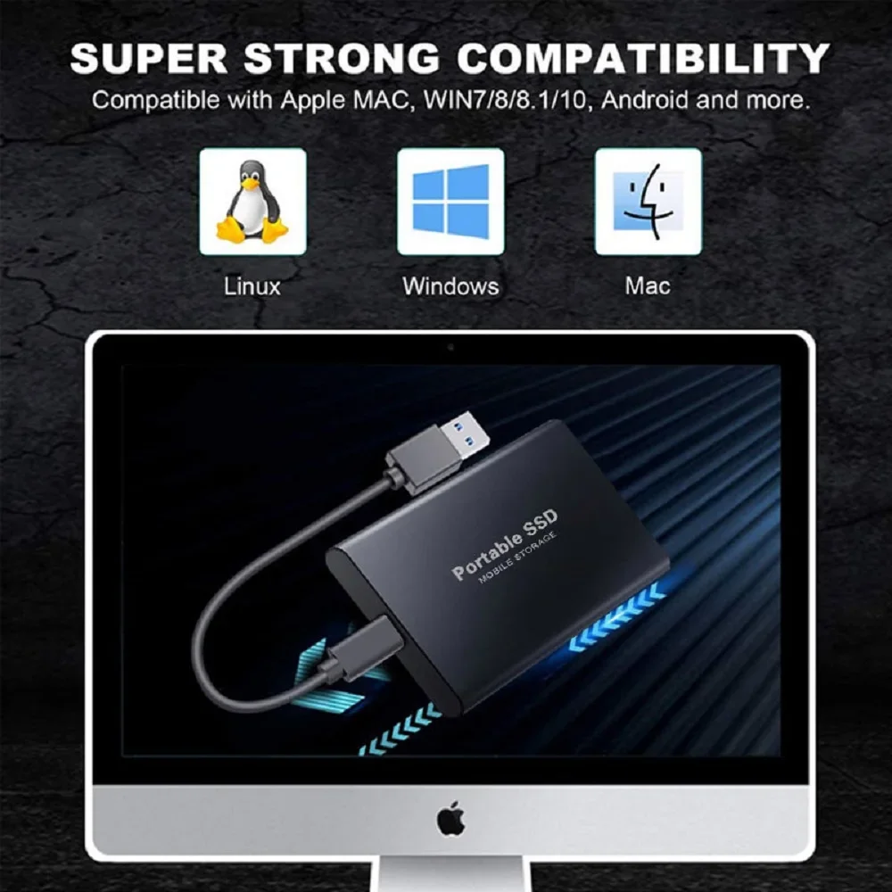 128TB USB3.1 Portable Solid State Drive External Hard Disk Type-C High Speed Data Backup Storage Device for Desktop PC