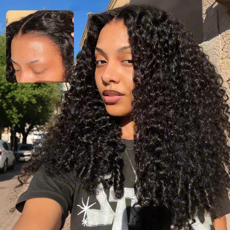 300% Wear And Go 7x5 Burmese Curly Glueless Wigs Human Hair 13x6 HD Lace Frontal Wig Real Ear To Ear With Invisi Draw-string Wig