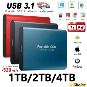 External Hard Drive, 4TB High-Speed Portable SSD