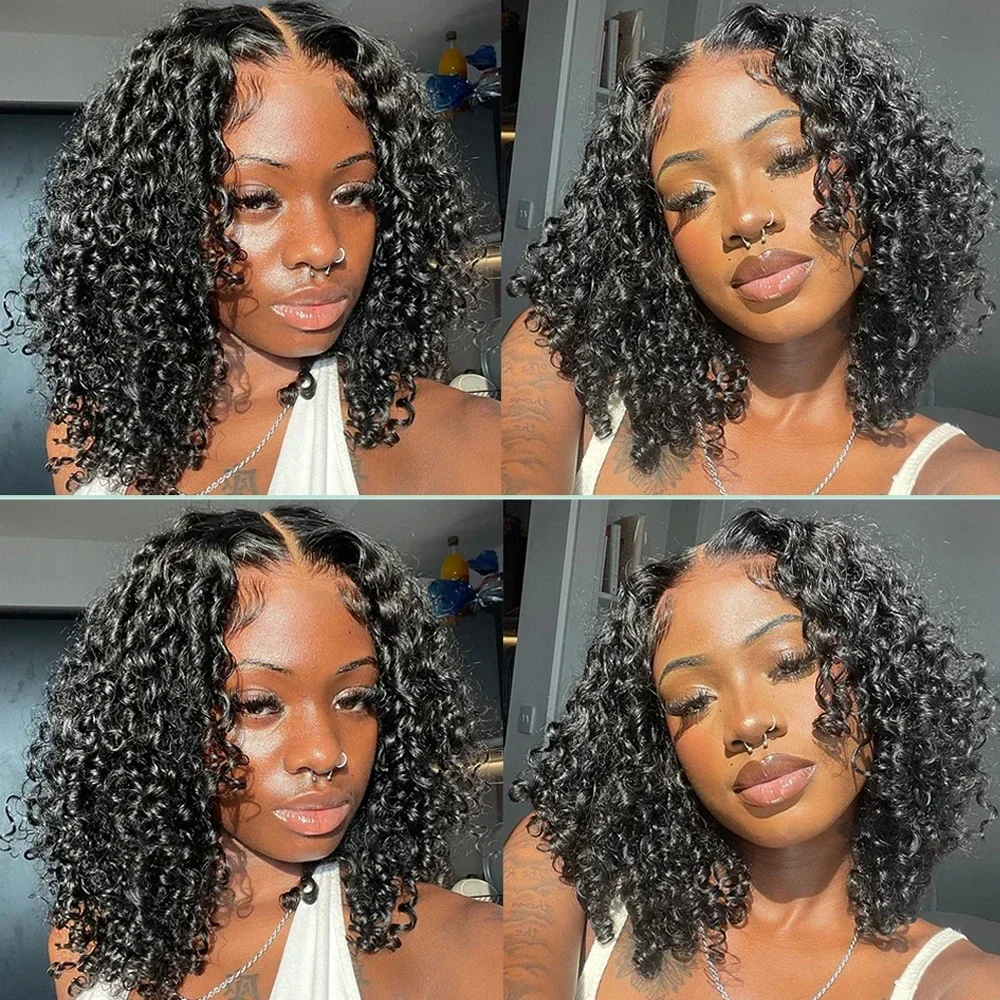 Brazilian Curly Short Bob 13x4 HD Lace Frontal Wigs 220% Deep Water Wave 4x4 Lace Front Wig 100% Human Hair For Women 14 16 Inch