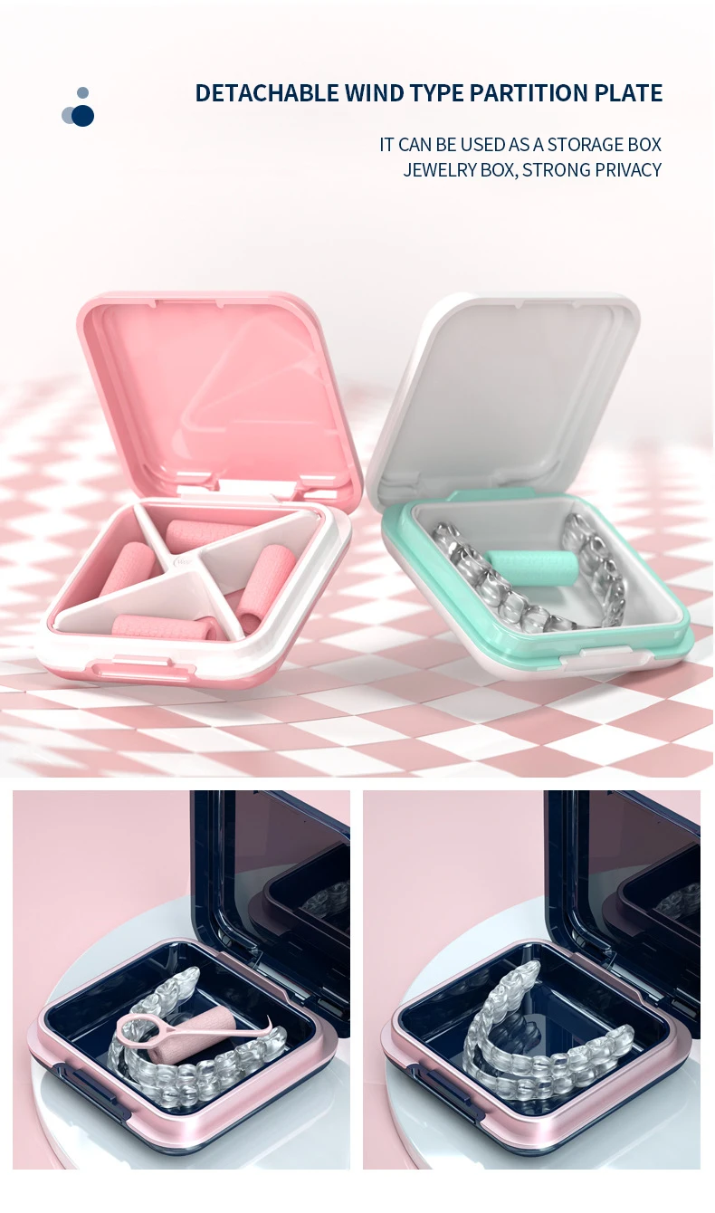 High Quality Orthodontic Retainer Braces Storage Box Soaking Invisible Teeth Denture Cleaning Tooth Storage Portable Belt case