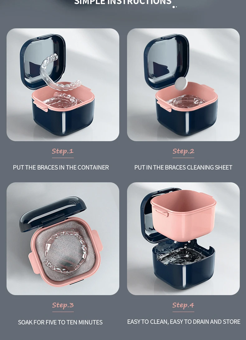 High Quality Orthodontic Retainer Braces Storage Box Soaking Invisible Teeth Denture Cleaning Tooth Storage Portable Belt case