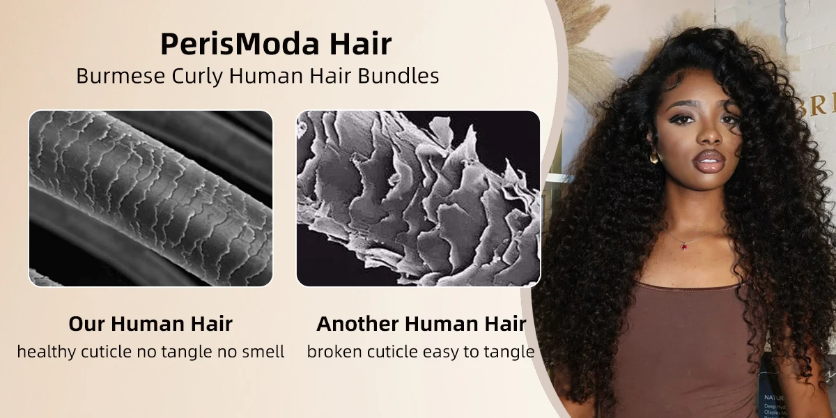 PerisModa Burmese Curly Bundles 100% Human Hair Bundles Virgin Weave Human Hair Extensions Curly Ends 1/3/4 Pcs Natural Color