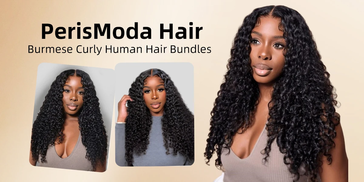 PerisModa Burmese Curly Bundles 100% Human Hair Bundles Virgin Weave Human Hair Extensions Curly Ends 1/3/4 Pcs Natural Color