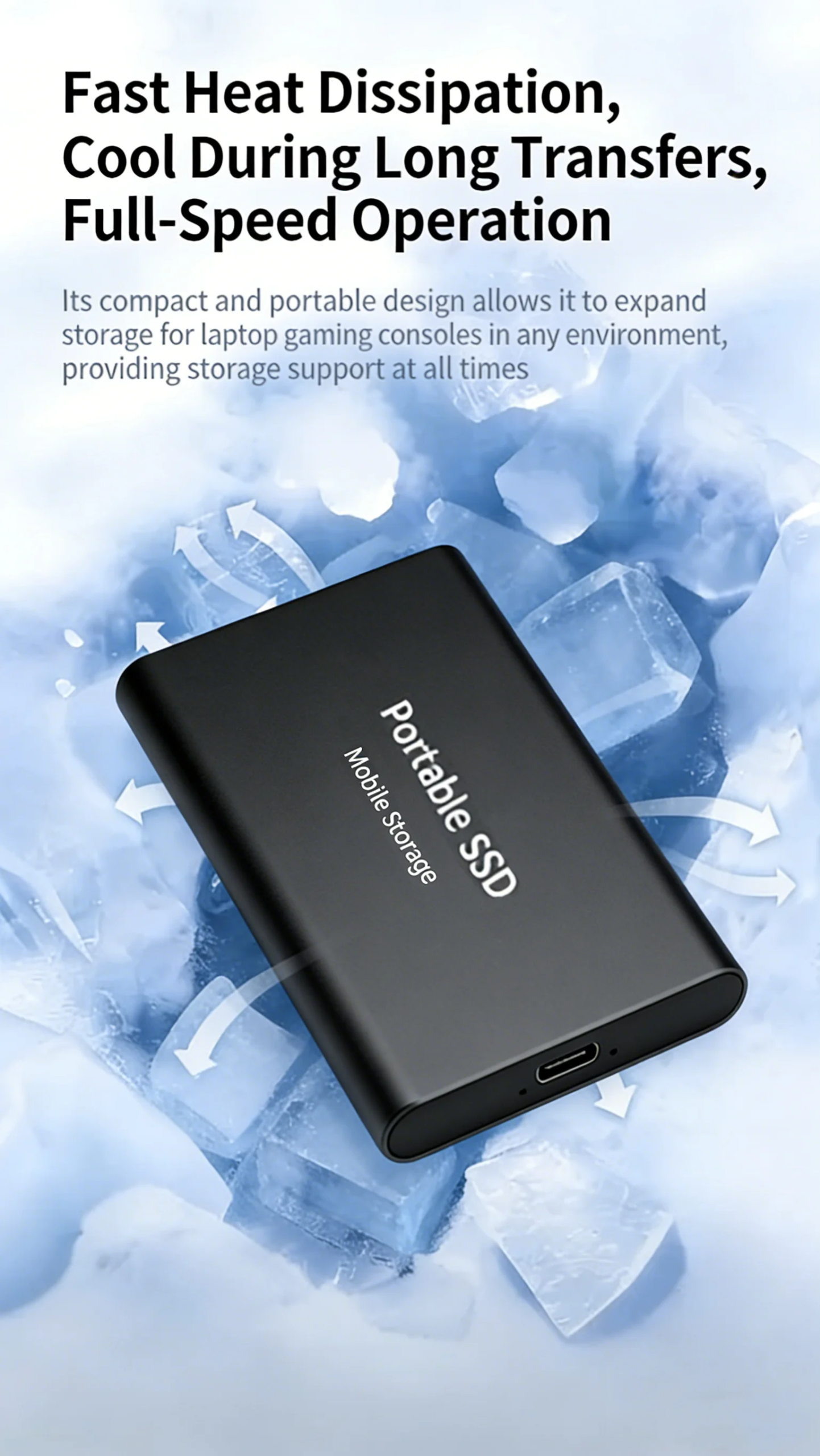 Stable Performance External Solid State Drive USB3.1 Portable Hard Disk Lightweight Slim Design For Home And Office Daily Use