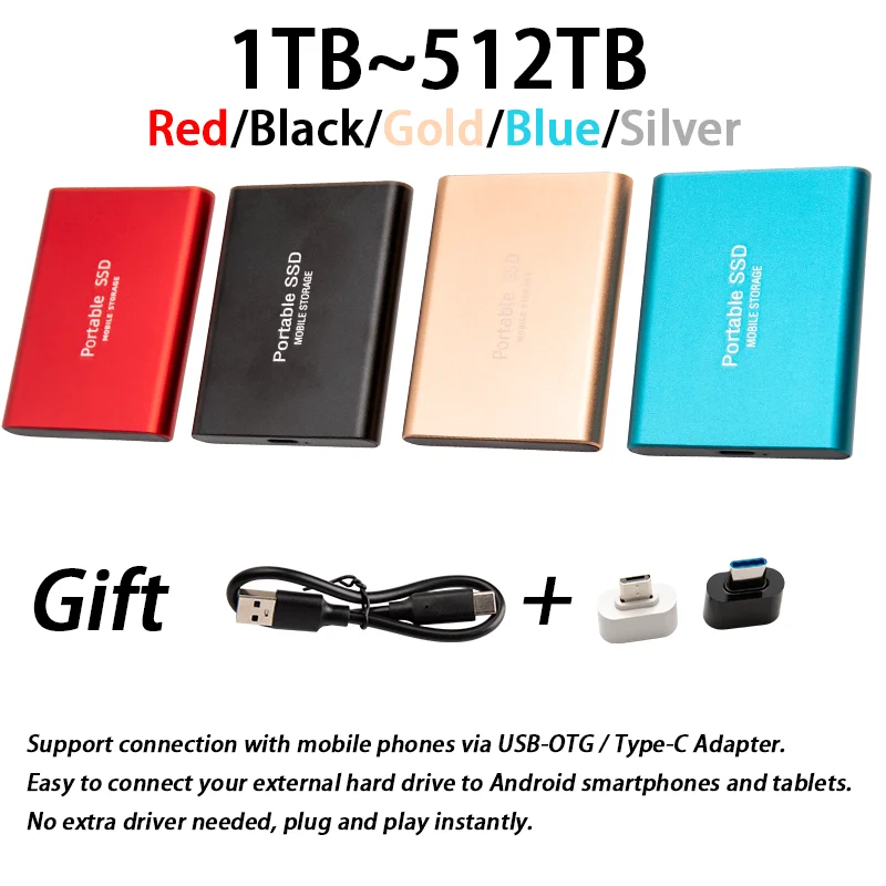 Stable Performance External Solid State Drive USB3.1 Portable Hard Disk Lightweight Slim Design For Home And Office Daily Use