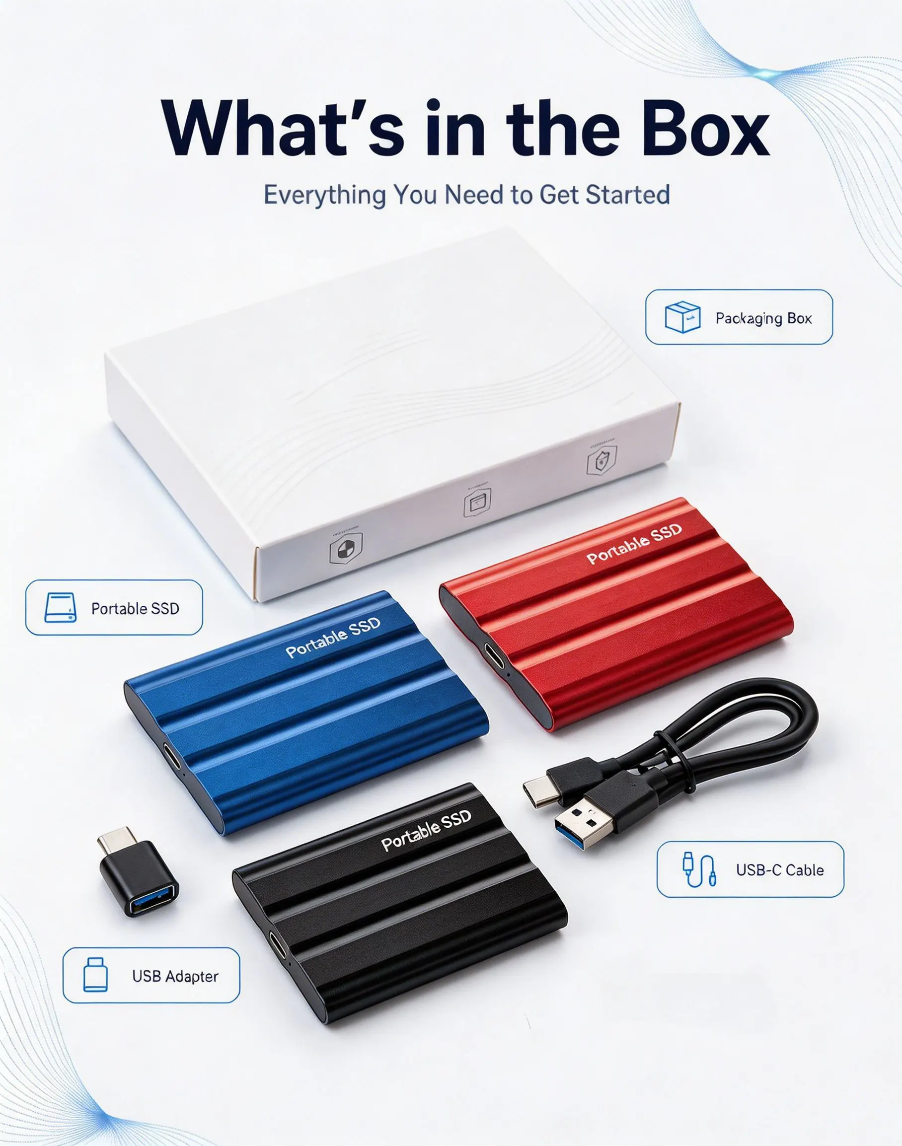 Portable external SSD 16TB high-speed original hard drive, large capacity portable solid state drive, USB 3.1 storage disk suita