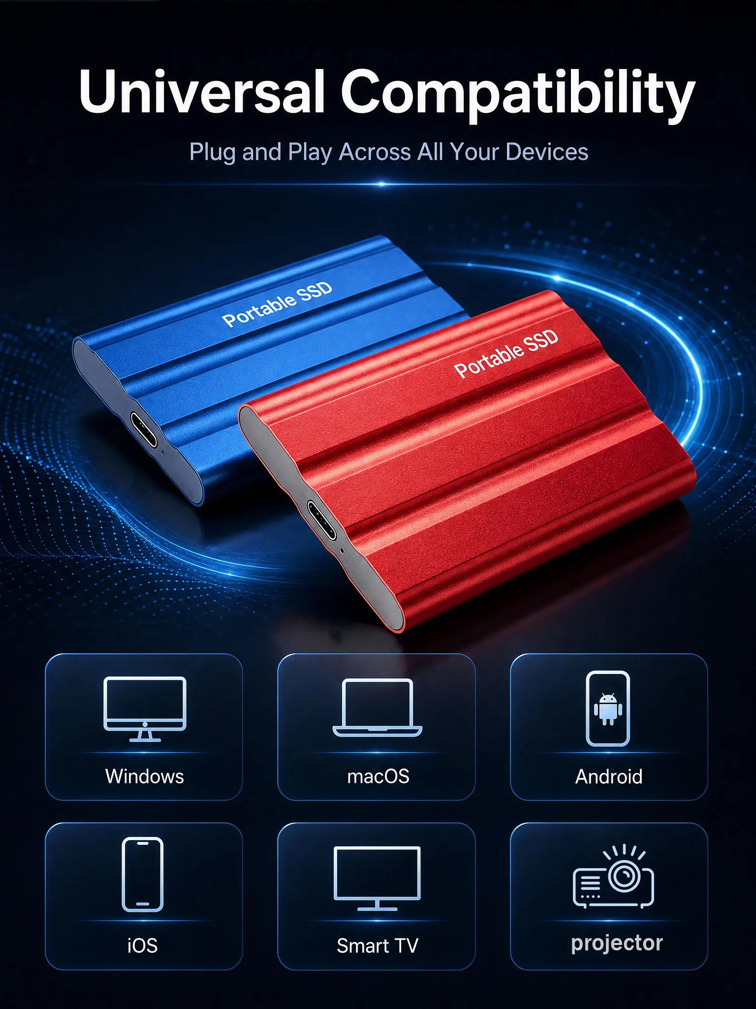 Portable external SSD 16TB high-speed original hard drive, large capacity portable solid state drive, USB 3.1 storage disk suita