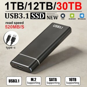 10TB External SSD USB3.1 Large Capacity Hard Drive