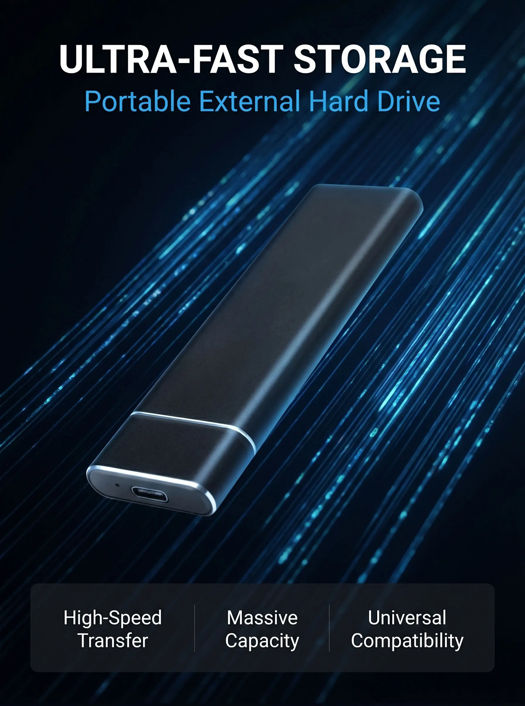 Fast transmission external solid-state drive, portable SSD, 2TB/4TB high-capacity external hard drive, suitable for PC/data tran