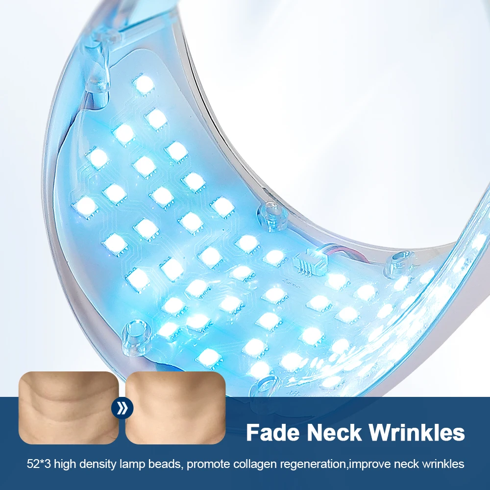 Wireless 7 Colors LED Face Beauty Machine Photon Facial Neck Skin Tighten Rejuvenation Facial Neck Mask