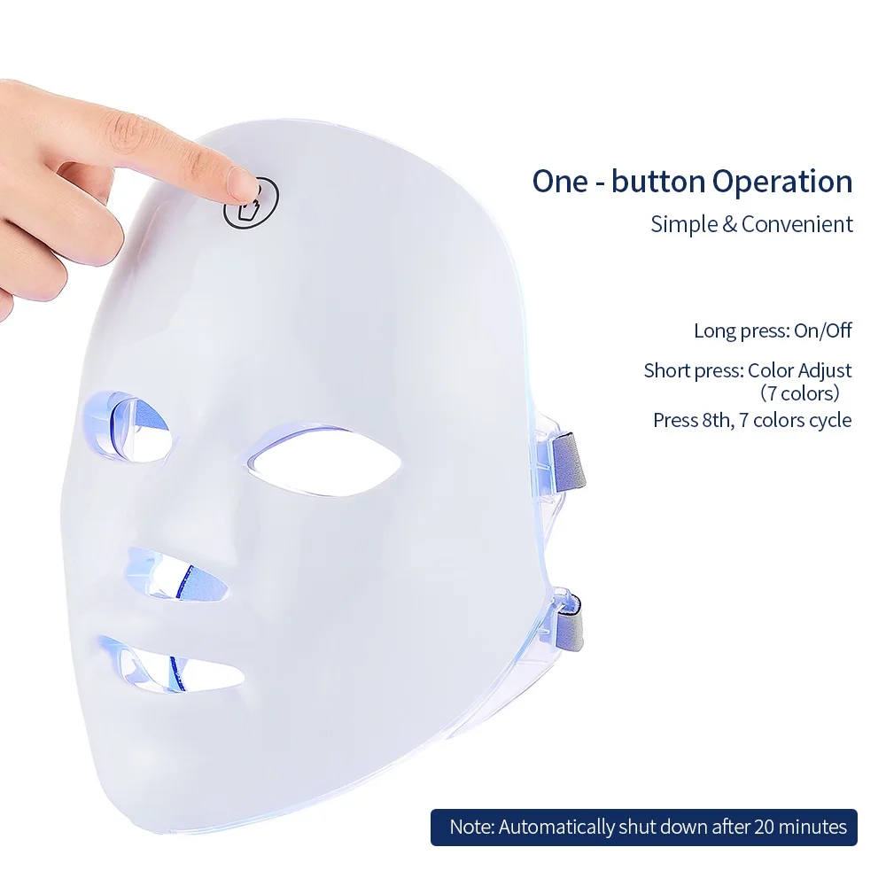 Wireless 7 Colors LED Face Beauty Machine Photon Facial Neck Skin Tighten Rejuvenation Facial Neck Mask